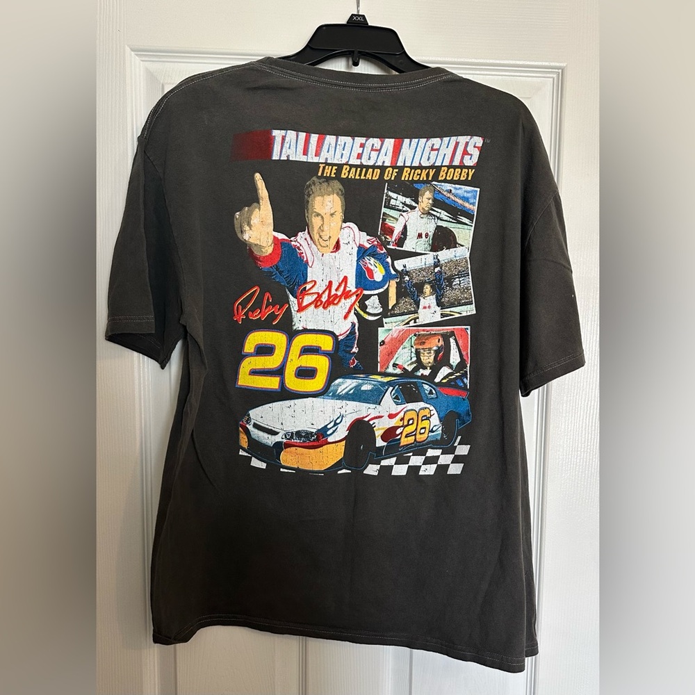 NWOT Gray Talladega Nights Short Sleeve Cotton T-Shirt-Size Large
